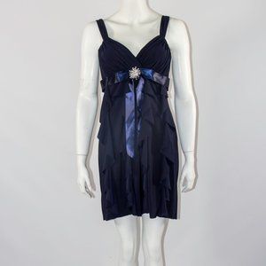 Betsey Adam Ruffle Blue Jersey Dress Coctail Party Sz 12 Medium.